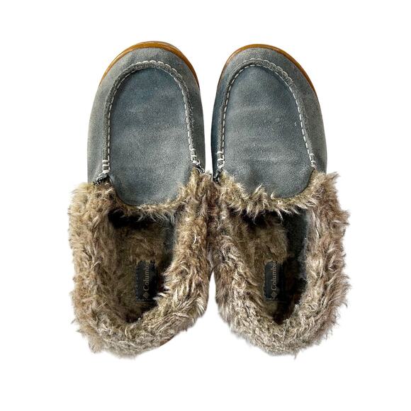 Columbia Furry Slippers 8.5 Rubber Grip Soles Comfy Cozy Warm Winter Footwear - Picture 5 of 6